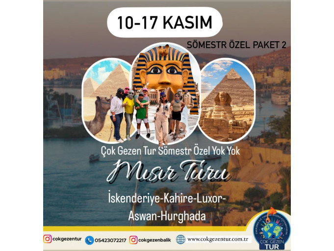 Çok Gezen Tur Sömestr Özel Yok Yok Mısır Şaheserleri Turu (Çok Gezen Tur Özel)